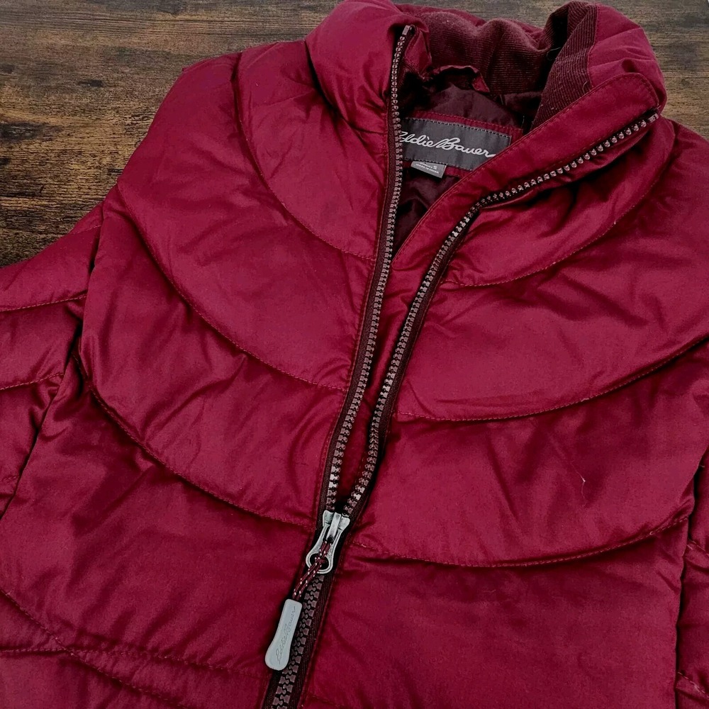 Eddie‎ Bauer EB650 Down Puffer Vest Women S Burgundy Quilted Full Zip Insulated